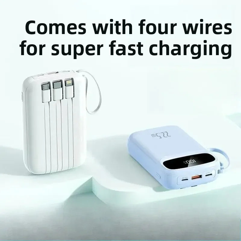 120W super fast charging power bank new 20000mAh large capacity power bank with cable