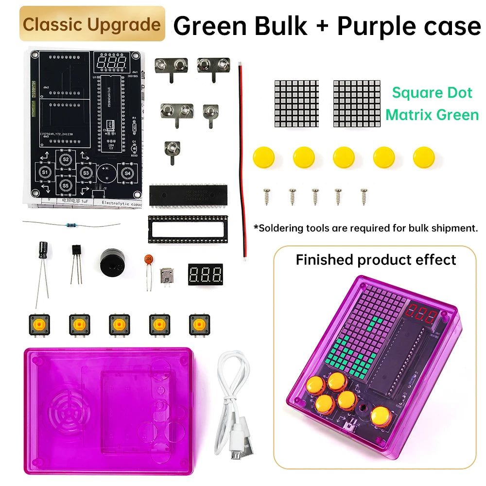 DIY Kit Electronic 7 Pixel Game Console LED Dot Matrix Digital Tube Display DIY Welding Practice Kit for Kids