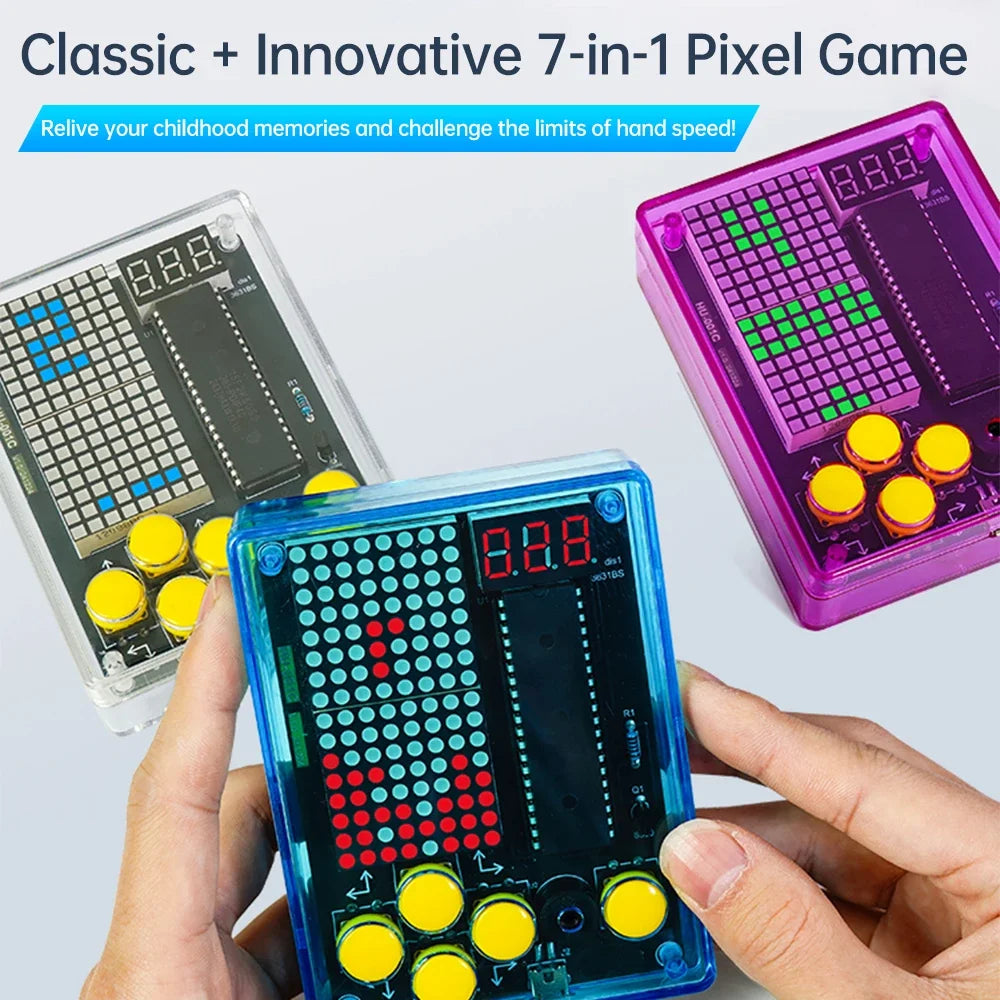 DIY Kit Electronic 7 Pixel Game Console LED Dot Matrix Digital Tube Display DIY Welding Practice Kit for Kids
