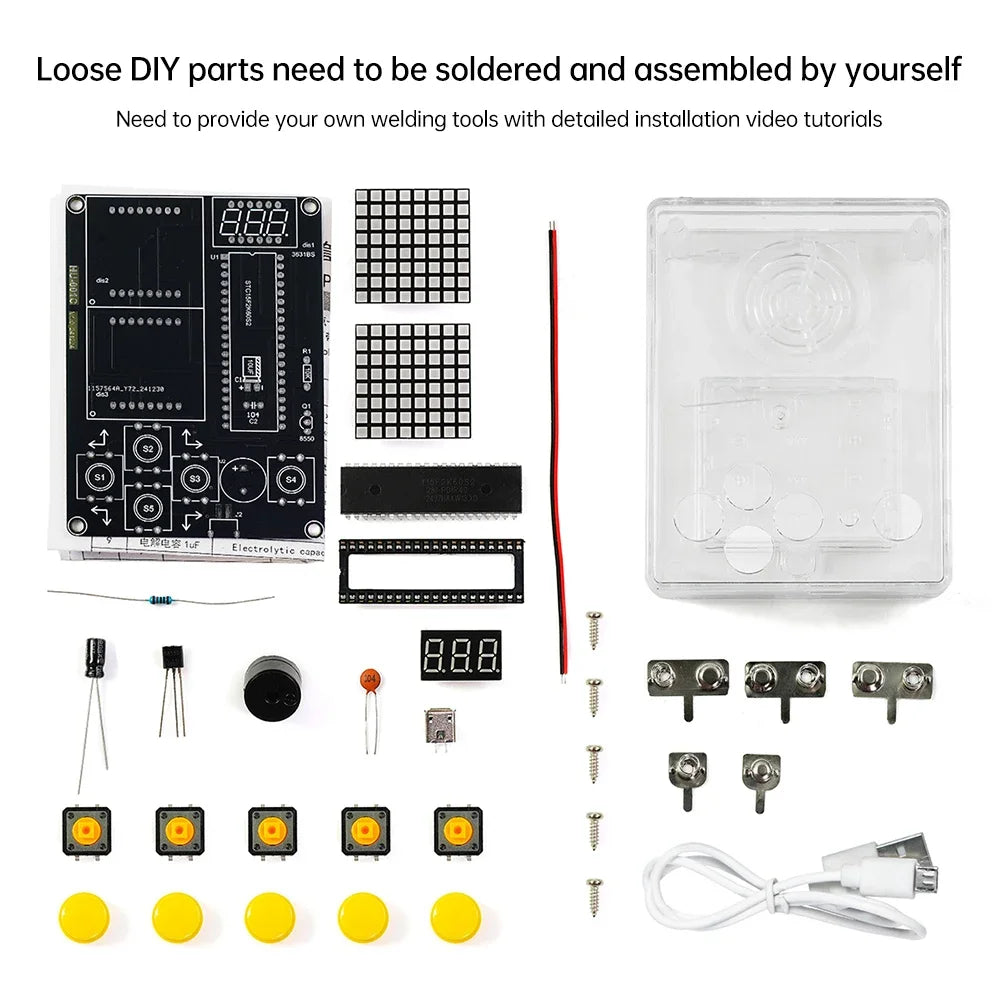 DIY Kit Electronic 7 Pixel Game Console LED Dot Matrix Digital Tube Display DIY Welding Practice Kit for Kids