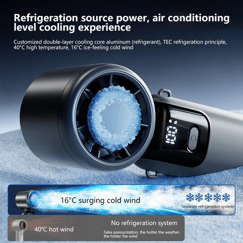 Lenovo Ice Cooling Handheld Fan 100 Speeds Turbo Portable USB Desk Fan Foldable/Hangable for Outdoor Fast Chill Ice Compress